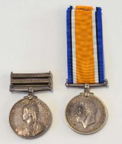 Boer war and WW1 British medal pair, consisting of Queens South Africa medals with two clasps – Cape