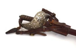 Victorian 1897 pattern infantry officers sword with leather cladded scabbard and sword scabbard frog