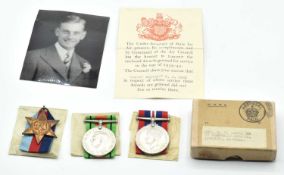 British Second World War casualty Medal group of three medals attributed to Flight Sergent E.J. Hack