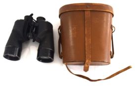 Pair of Second World War Canadian military binoculars with leather case