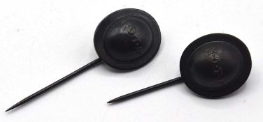 Two First World War bronze memorial c1930s bronze MOTH hat pins ( Memorable Order Of Tin Hats ). For
