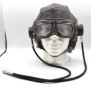 Second World War First Pattern C type flying helmet with gosport tubes and MKVIII leather flying