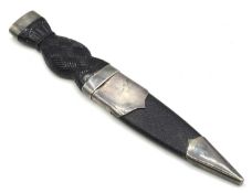 20th Century Scottish Sgian Dubh dagger with scabbard, silver hall marks to pommel, crossguard,