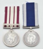 20th Century British Naval medal Pair comprising of 1915-64 Naval General Service Medal with ‘