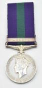 GRVI General Service Medal with Malaya Clasp impressed to 22579588 Pte B.T.H Lawrence Royal Army Pay