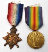 First World War British Casualty Medal Pair comprising of 1914 Star named to 1620 Pte John Albert 6/