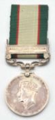GRVI India General Service Medal with North West Frontier 1936-37, name heavily rubbed and