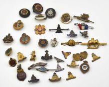 Quantity of Military Sweetheart Brooches to include enameled Royal Flying Corps, Royal Artillery,
