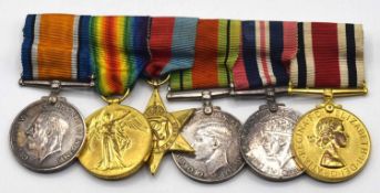 First World War, Second World War and Police Medal group of Six Medals comprising of 1914-18 British