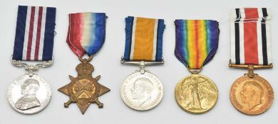 First World War British Gallantry Medal group of five medals to include GRV MM, 1914-15 star, 1914-