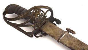 William 4th, 1822 pattern infantry officers sword with single edged piped back blade, Gothic hilt