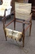 Early 20th Century Roorkhee campaign chair (A/F - Bottom seat Damaged and needs restoration)