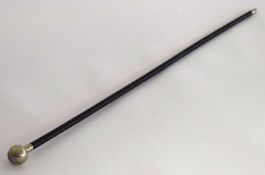 20th century RAF swagger stick with silver plate EPNS ball top and Royal Air force insignia under