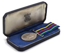 ERII Civil Defence Long Service Medal Unnamed. Together with presentation box