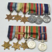 Two Second World War British Medal Miniature groups, one comprising of 1939-45 star, Africa Star