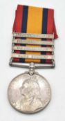 Victorian, Queens South Africa Medal with four clasps impressed to 3456 Trooper Ernest Rands,