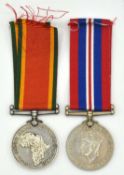 Second World War African Medal Pair comprising of Africa Service Medal and 1939-45 War medal both