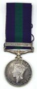 GRVI General Service Medal with Palestine clasp impressed to 6398694 Pte J Atkins, Royal Sussex