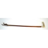 Silver band antler handle riding crop