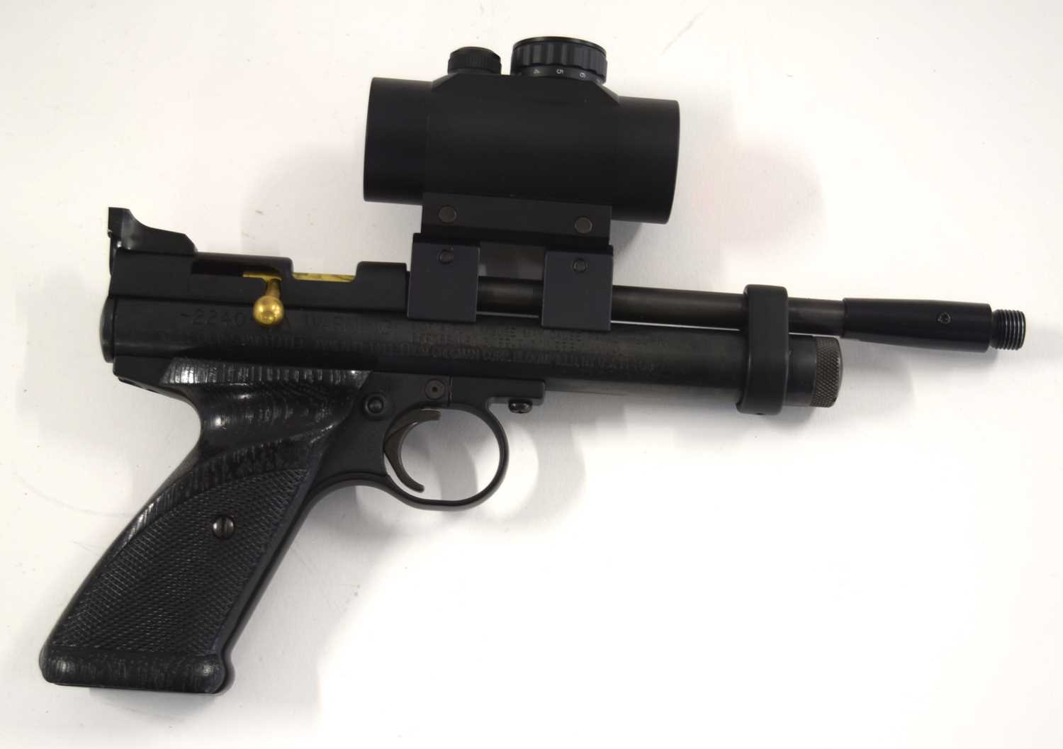 Modern .22 bolt action air pistol with Gamo red dot sight and screw on suppressor in hard travel - Image 2 of 4