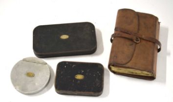 Quantity of three Hardy Bros of Alnwich fly tins, one containing flies and wallet of hardy flies