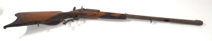 Mid-19th century German zimmerstutzen percussion rifle by G. Leute München, octagonal burnished