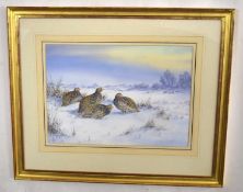 Colin W Burns (British b. 1944) " Partridge", watercolour 13" x 18" glazed and framed (gold leaf