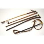 Quantity of 20th century riding crops, hunting whips etc to include swaine hunting whip example