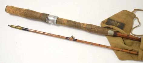 Early to mid-20th century Hardy Bros LTD 2 section split cane fly fishing rod measuring 260cm