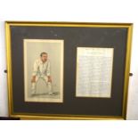 Framed Vanity Fair chromolithograph cricket caricature dated August 15th 1891 – “Monkey” – Neilsen