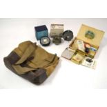 Quantity of 20th century fishing reels and tackle in canvas fishing bag to include: Vintage ‘The