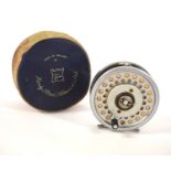 3 5/8” Marquis 8/9 Trout Fly reel made by Hardy Bros in house of Hardy zip padded case.