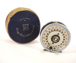 3 5/8” Marquis 8/9 Trout Fly reel made by Hardy Bros in house of Hardy zip padded case.