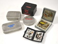 A quantity of six tins of salmon, trout and tub flies to include examples made by Ogden Smiths 62