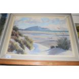 E B Lattey, study of a beach scene, oil on board, framed