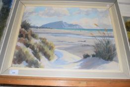 E B Lattey, study of a beach scene, oil on board, framed