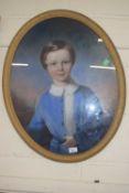 British school, circa 19th / early 20th century, portrait in oval, pastel, 38x64cm, framed and