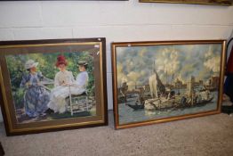 Mixed Lot: Reproduction print of a Venetian river scene together with a further coloured print of