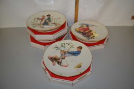 Group of four Norman Rockwell wall plates produced by Gorham