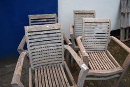 Set of four weather teak garden chairs