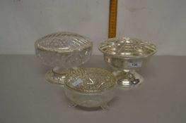 Three modern rose bowls