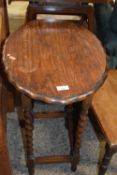 An early 20th Century small oak occasional table on barley twist legs (Item 72 on vendor list)