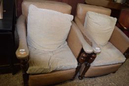 A pair of 1930's rexine covered low armchairs (Item 78 in vendor list)