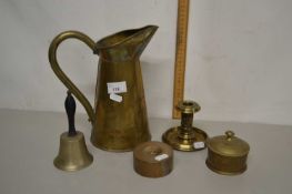 Brass jug and other assorted items