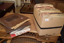 A box and various loose 78 rpm records