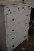 A modern white finish six drawer chest, 108cm wide