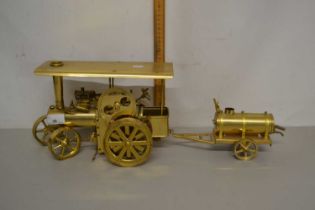 A model brass traction engine marked Wilesco Traktor