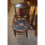 A late Victorian bedroom chair with rose tapestry seat