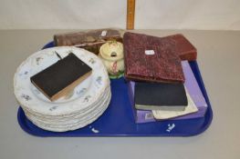 Mixed Lot: Continental wall plates, vintage ship in a bottle, vintage prayer book, cased cutlery