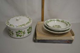 Quantity of Portmeirion strawberry pattern table wares together with a glass serving dish